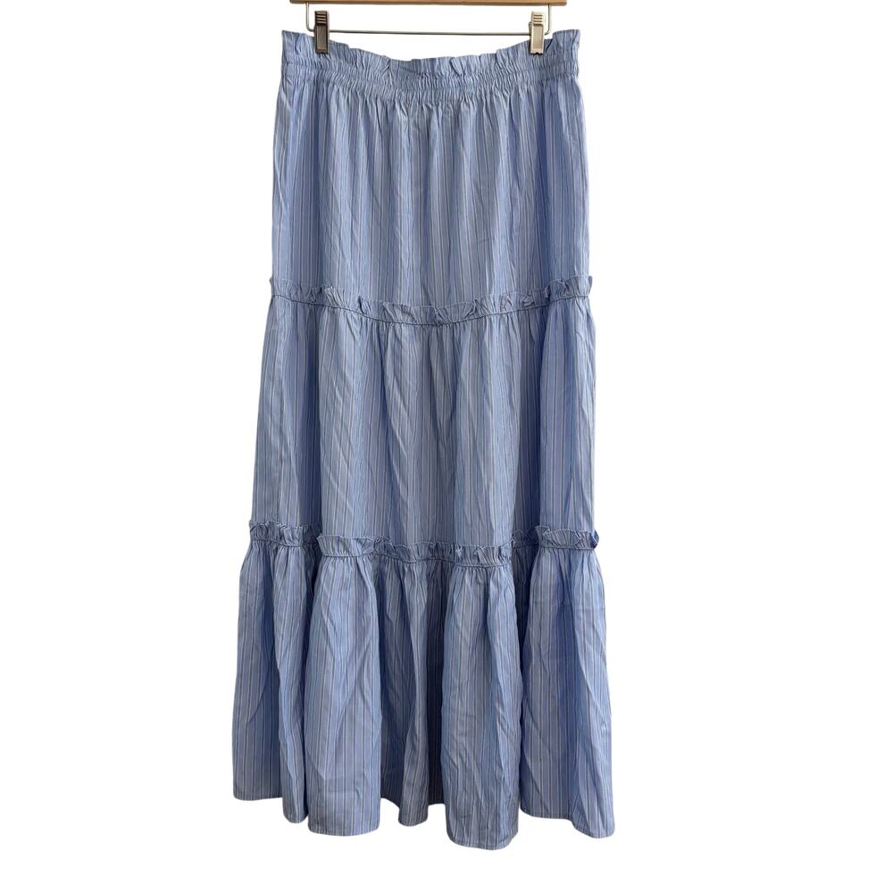 Tuckernuck Prado Striped Tiered Maxi Skirt Womens Size Large Coastal Cottagecore